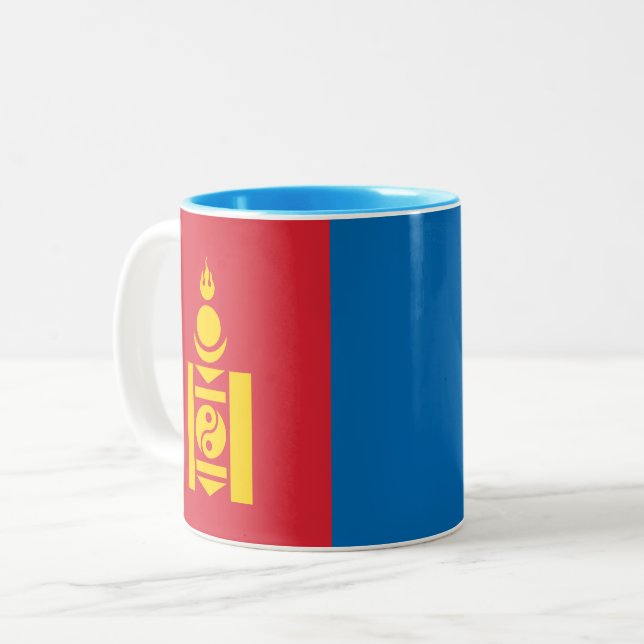 Caneca De Café Em Dois Tons Bandeira da Mongólia (Frente Esquerda)