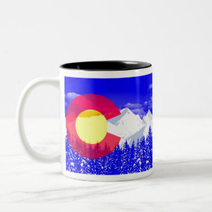 Caneca De Café Em Dois Tons Bandeira da montanha de Colorado