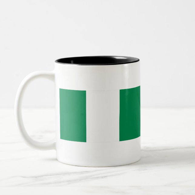 Caneca De Café Em Dois Tons Bandeira da Nigéria (Esquerda)