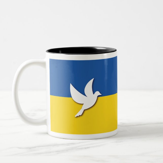 Caneca De Café Em Dois Tons Bandeira da Porta de Paz da Ucrânia (Esquerda)
