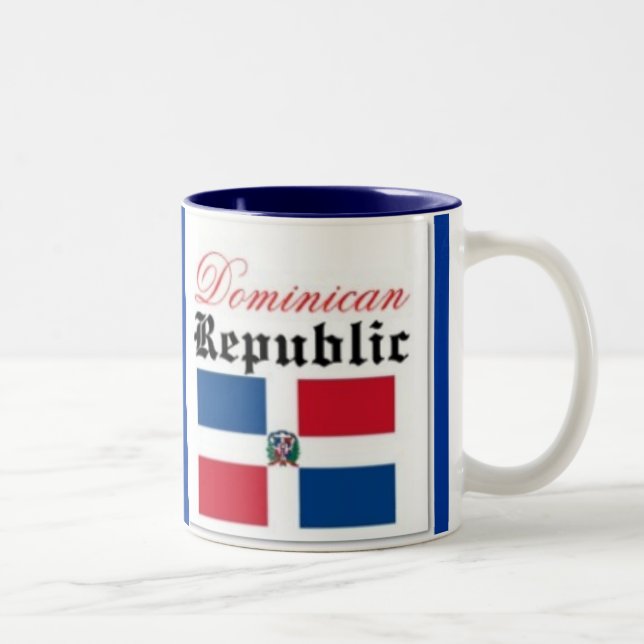 Caneca De Café Em Dois Tons Bandeira da República Dominicana (Direita)