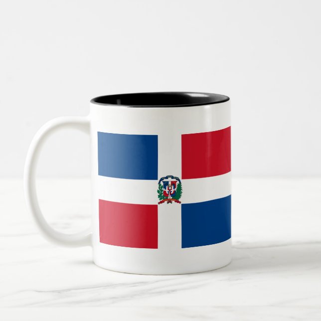 Caneca De Café Em Dois Tons Bandeira da República Dominicana (Esquerda)