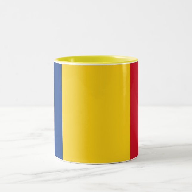 Caneca De Café Em Dois Tons Bandeira da Romênia (Centro)