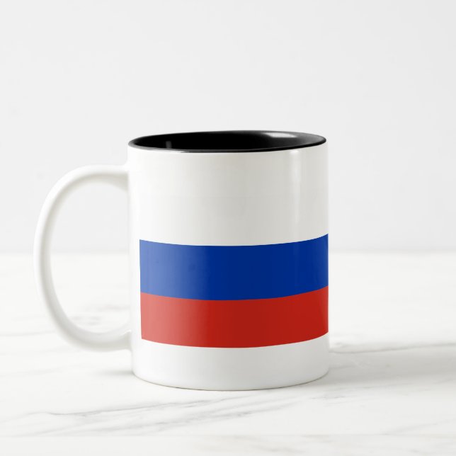 Caneca De Café Em Dois Tons Bandeira da Rússia (Esquerda)