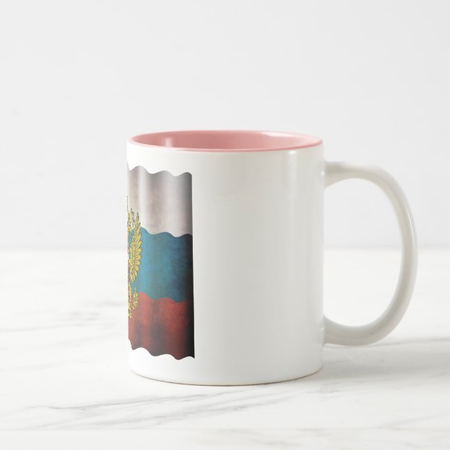 Caneca De Café Em Dois Tons Bandeira da Rússia acenando (Direita)