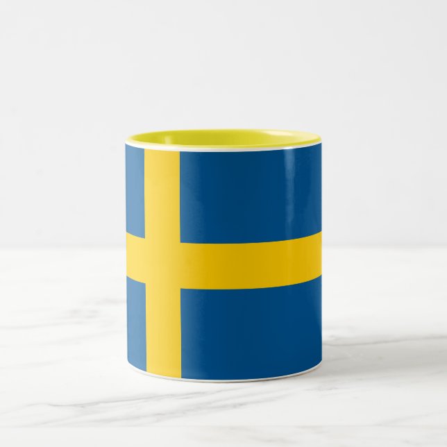 Caneca De Café Em Dois Tons Bandeira da Suécia (Centro)