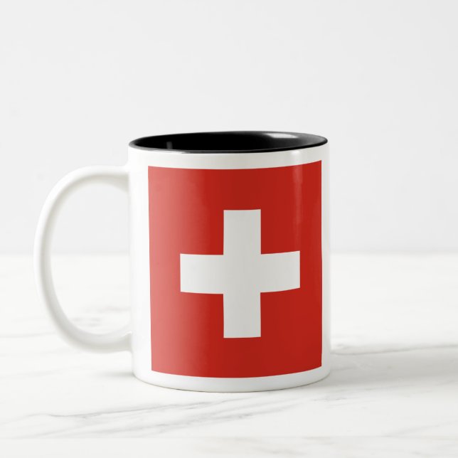 Caneca De Café Em Dois Tons Bandeira da Suiça (Esquerda)
