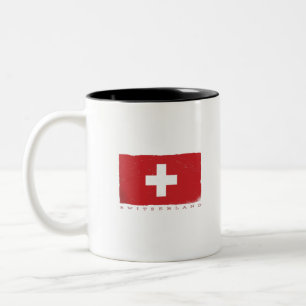 Caneca De Café Em Dois Tons BANDEIRA DA SUÍÇA Para Amantes Suíços