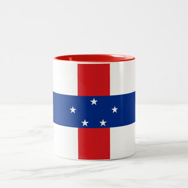 Caneca De Café Em Dois Tons Bandeira das Antilhas Neerlandesas (Centro)