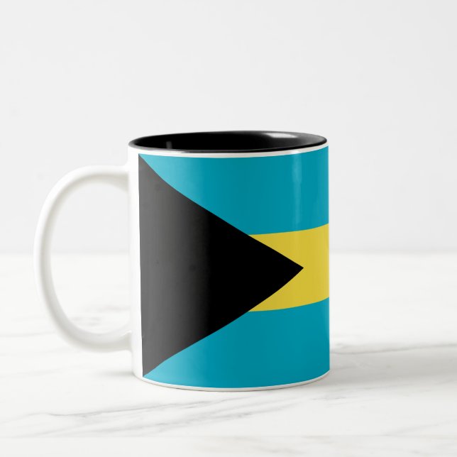 Caneca De Café Em Dois Tons Bandeira das Bahamas (Esquerda)