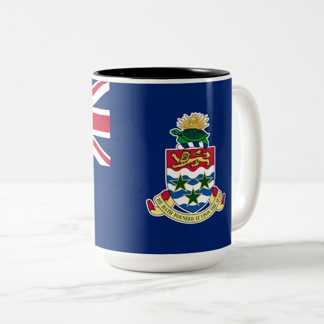 Caneca De Café Em Dois Tons Bandeira das Ilhas Cayman (Frente Esquerda)