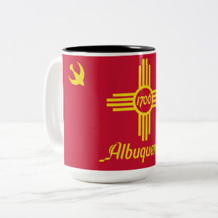 Caneca De Café Em Dois Tons Bandeira de Albuquerque (Novo México)