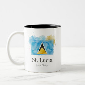Caneca De Café Em Dois Tons Bandeira de Aquarela de Santa Lúcia | Patrimônio C