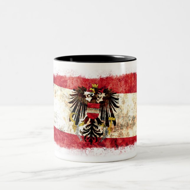 Caneca De Café Em Dois Tons Bandeira de Áustria (Centro)