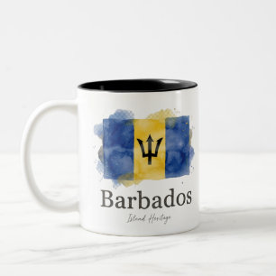 Caneca De Café Em Dois Tons Bandeira de Barbuda em Aquarela Patrimônio Carib