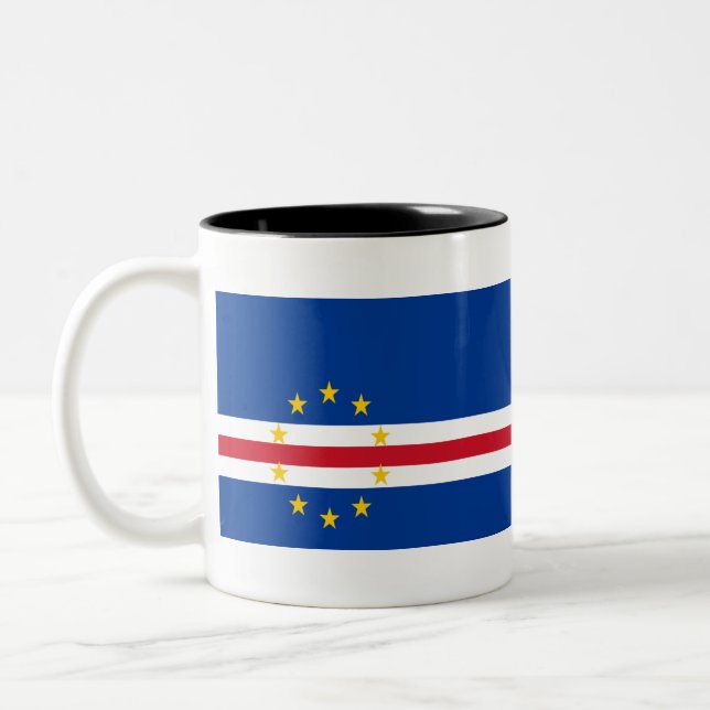 Caneca De Café Em Dois Tons Bandeira de Cabo Verde (Esquerda)