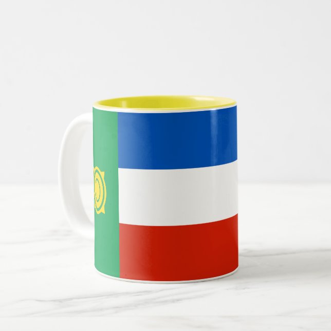 Caneca De Café Em Dois Tons Bandeira de Cacássia (Frente Esquerda)