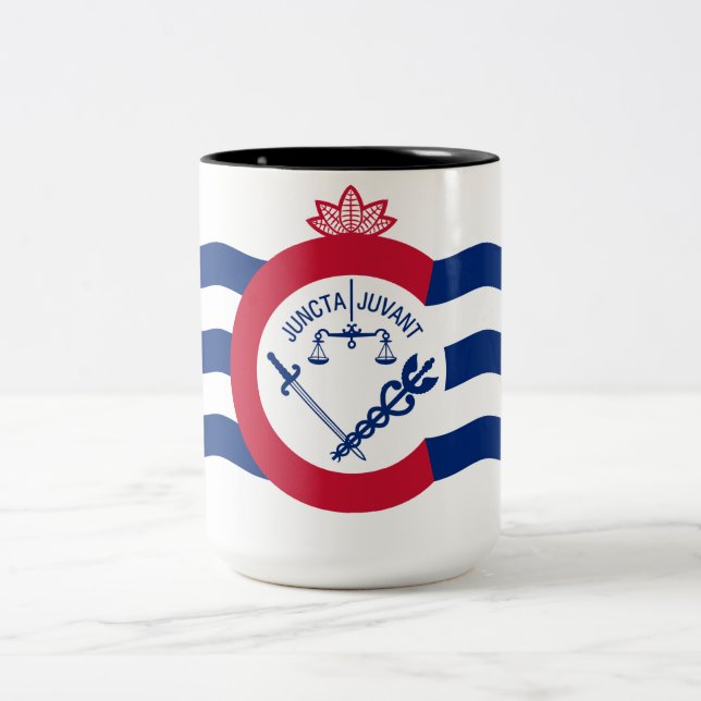 Caneca De Café Em Dois Tons Bandeira de Cincinnati (Ohio) (Centro)