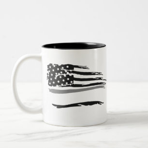 Caneca De Café Em Dois Tons Bandeira de Cinza dos Oficiais de Ondas Grunge