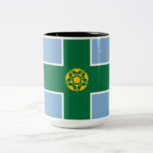 Caneca De Café Em Dois Tons Bandeira de Derbyshire (Condado de England, Reino 