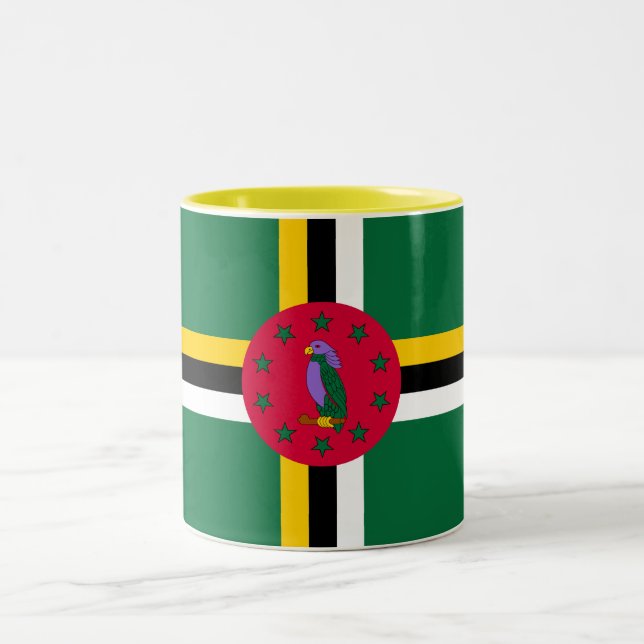 Caneca De Café Em Dois Tons Bandeira de Dominica (Centro)