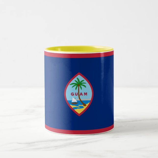 Caneca De Café Em Dois Tons Bandeira de Guam (Centro)
