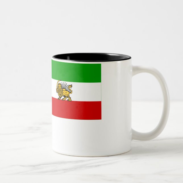 Caneca De Café Em Dois Tons Bandeira de Irã (1925-1979) (Direita)