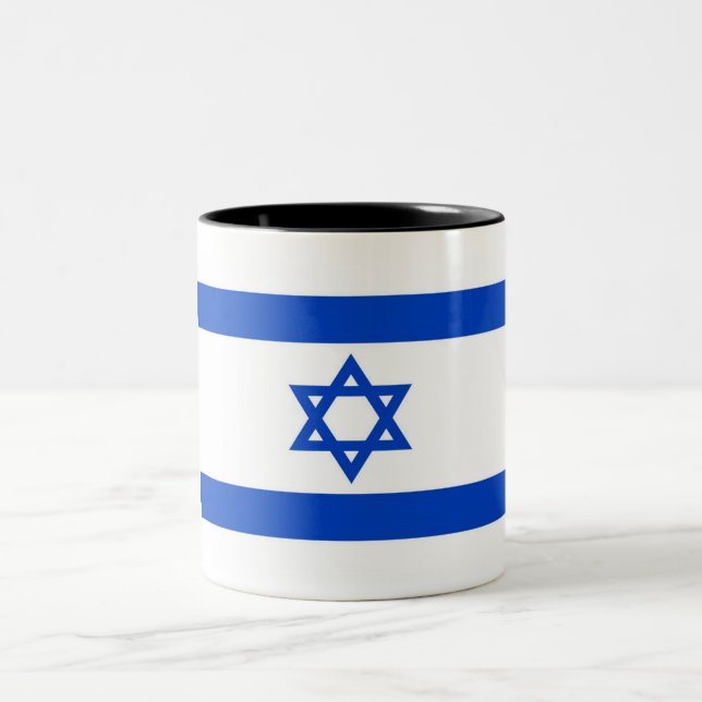 Caneca De Café Em Dois Tons Bandeira de Israel (Centro)