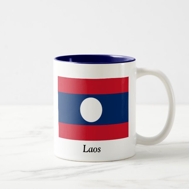 Caneca De Café Em Dois Tons Bandeira de Laos (Direita)
