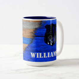 Caneca De Café Em Dois Tons Bandeira de Madeira Pavilhão Azul-fina Pasta