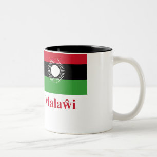 Caneca De Café Em Dois Tons Bandeira de Malawi com nome no Chewa