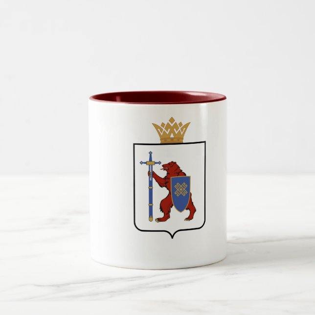 Caneca De Café Em Dois Tons Bandeira de Mari El (Centro)