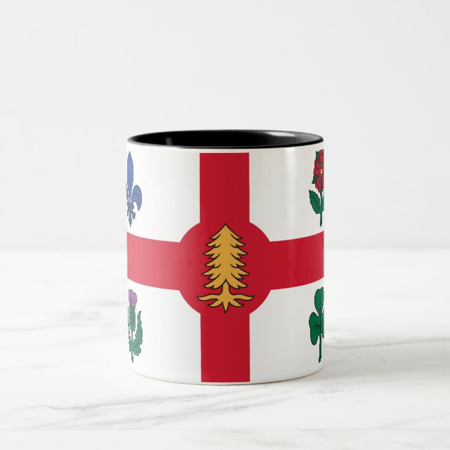 Caneca De Café Em Dois Tons Bandeira de Montreal (Quebec, Canadá) (Centro)