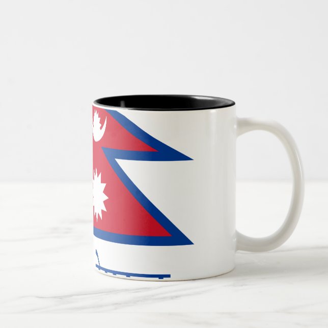 Caneca De Café Em Dois Tons Bandeira de Nepal com nome no Nepali (Direita)