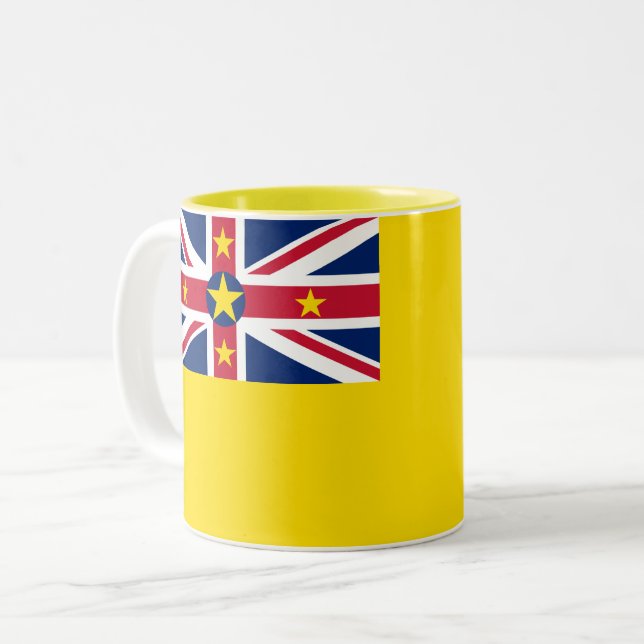 Caneca De Café Em Dois Tons Bandeira de Niue (Frente Esquerda)