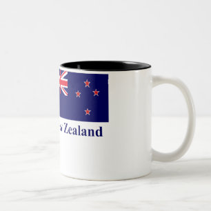 Caneca De Café Em Dois Tons Bandeira de Nova Zelândia com nome