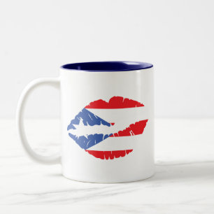 Caneca De Café Em Dois Tons Bandeira de Porto Rico Lábios