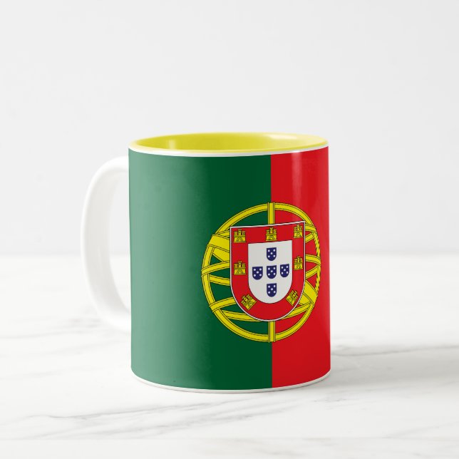 Caneca De Café Em Dois Tons Bandeira de Portugal (Frente Esquerda)