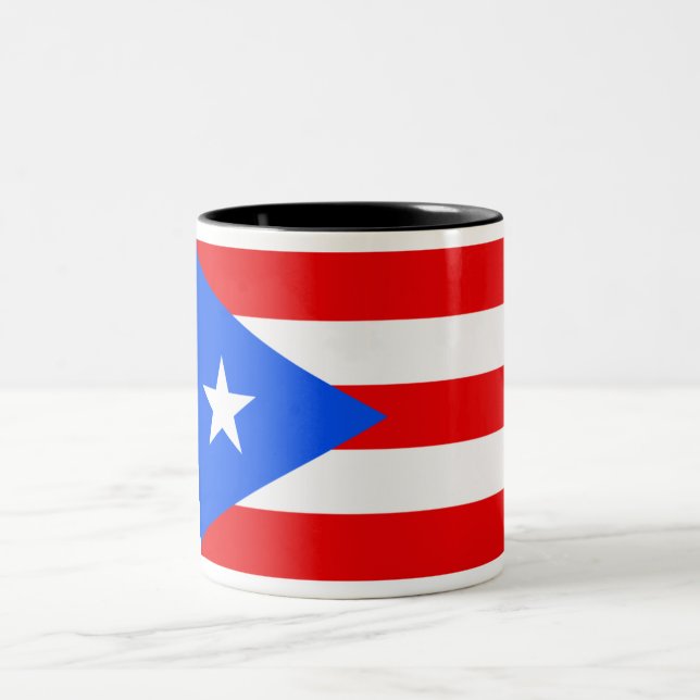 Caneca De Café Em Dois Tons Bandeira de Puerto Rico (Centro)