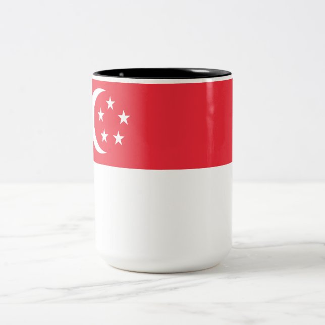 Caneca De Café Em Dois Tons Bandeira de Singapura (Centro)