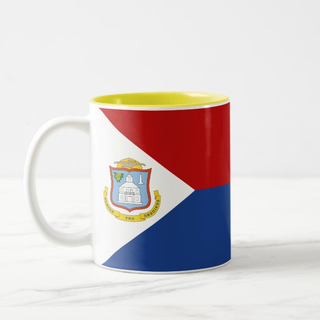 Caneca De Café Em Dois Tons Bandeira de Sint Maarten (Esquerda)