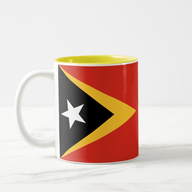 Caneca De Café Em Dois Tons Bandeira de Timor Leste (Esquerda)