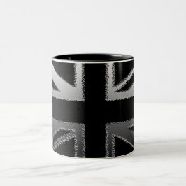 Caneca De Café Em Dois Tons Bandeira de Union Jack do cinza preto e de prata