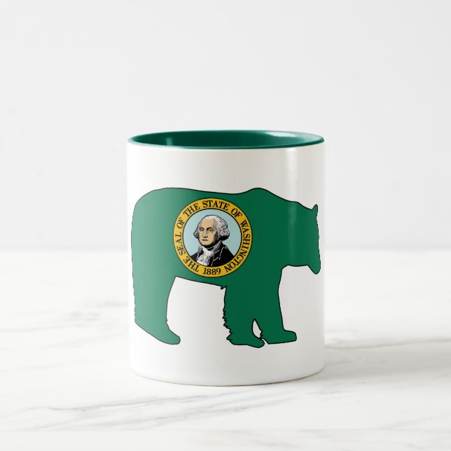 Caneca De Café Em Dois Tons Bandeira de Washington Urso (Centro)