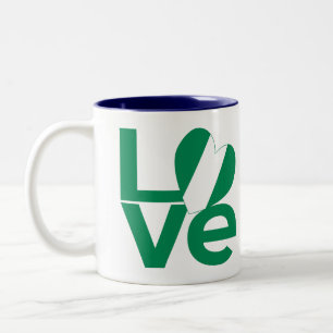 Caneca De Café Em Dois Tons Bandeira do Coração do Amor Verde Nigeriano