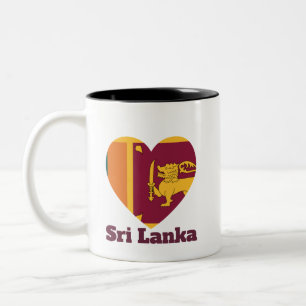 Caneca De Café Em Dois Tons Bandeira do Coração do Sri Lanka 