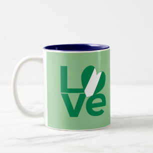 Caneca De Café Em Dois Tons Bandeira do Coração LOVE Verde Nigeriano