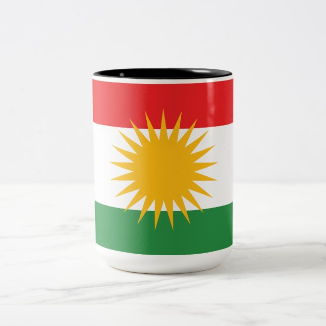 Caneca De Café Em Dois Tons Bandeira do Curdistão (Centro)