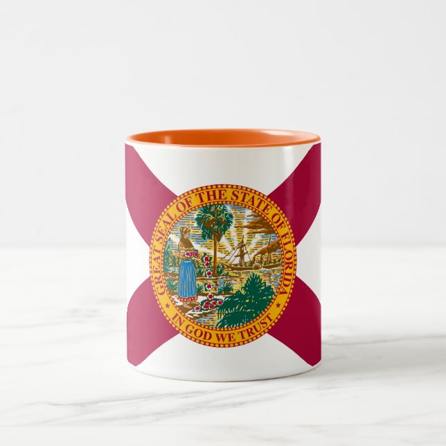 Caneca De Café Em Dois Tons Bandeira do Estado da Flórida (Centro)
