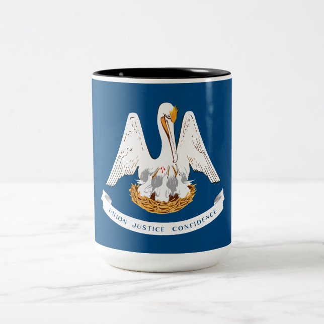 Caneca De Café Em Dois Tons Bandeira do Estado da Louisiana (Centro)
